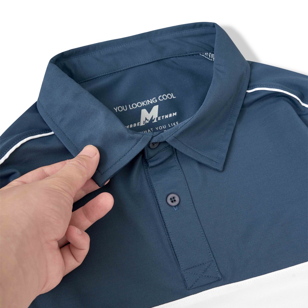 Áo thun polo DONMAN có cổ phối vai phối cao cấp Cotton coolmate Pique Basic, co giãn thấm hút tốt- AT05