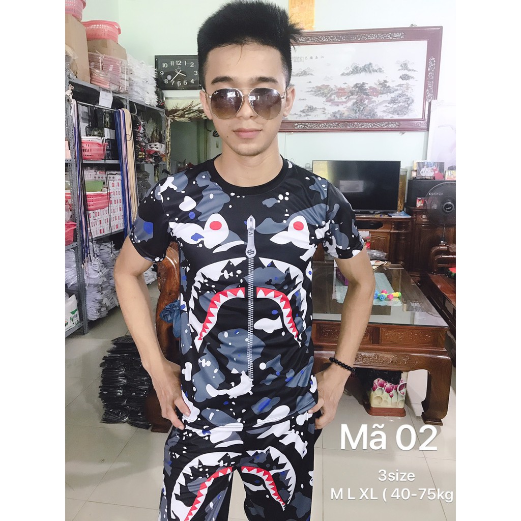 [Mã SKAMSALE06 giảm 10% TỐI ĐA 100K đơn 150K] [ LẺ RẺ NHƯ BUÔN ] Bộ Nam in 3d Cao cấp mã 02 (cá mập trắng) | BigBuy360 - bigbuy360.vn