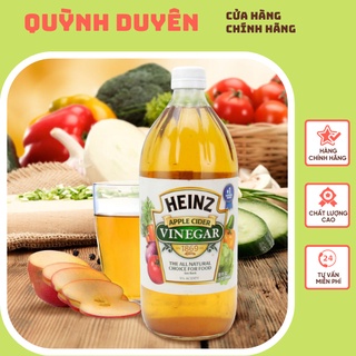 Dấm táo Heinz nhập khẩu nguyên chai, Giấm táo hữu cơ đa công dụng 473ml