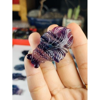 Mặt dây hình cá đá Fluorite