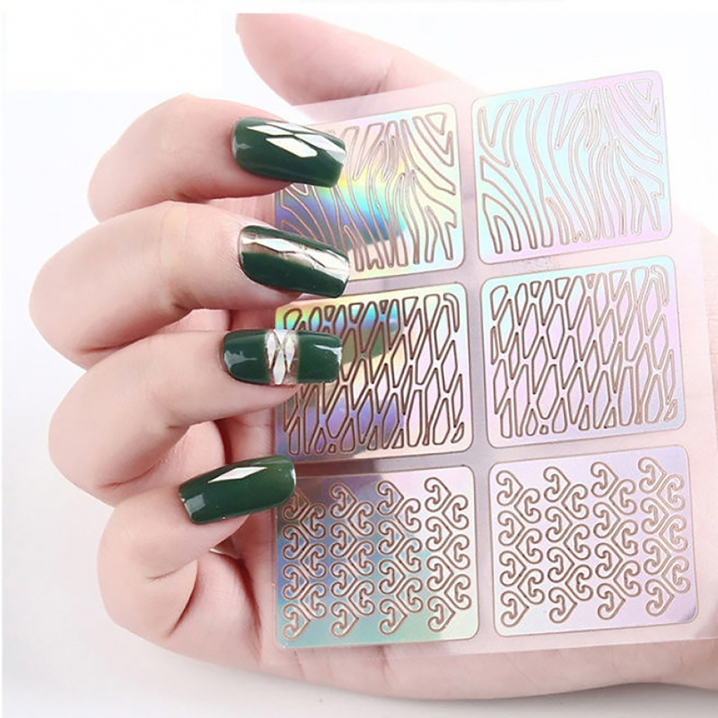 [Hàng mới về] Bộ 24 Khuôn Dán Trang Trí Móng Tay Nghệ Thuật Thủ Công Thiết Kế Rỗng Dễ Dán Dành Cho Bạn Nữ