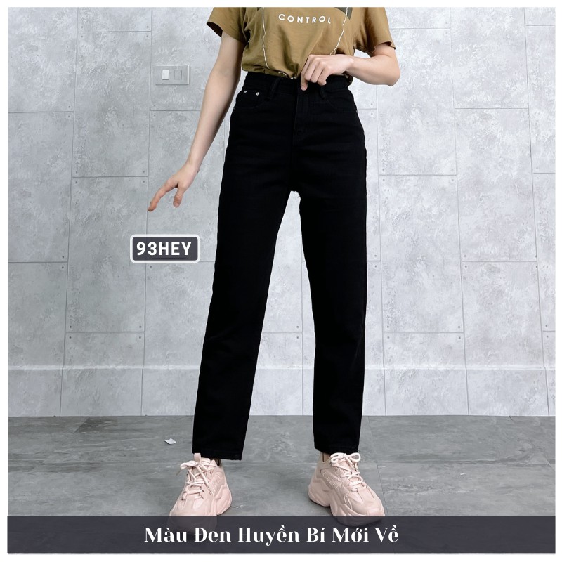 Quần Jean Nữ Dáng Baggy Trơn Cạp Lưng Cao Có Giãn Nhẹ Dày Dặn Quảng Châu 93HEY QJ01 | BigBuy360 - bigbuy360.vn