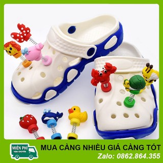 [Freeship 50K] Nút Jibbitz sticker icon 3D, 4D lò xo gắn dép sục Crocs