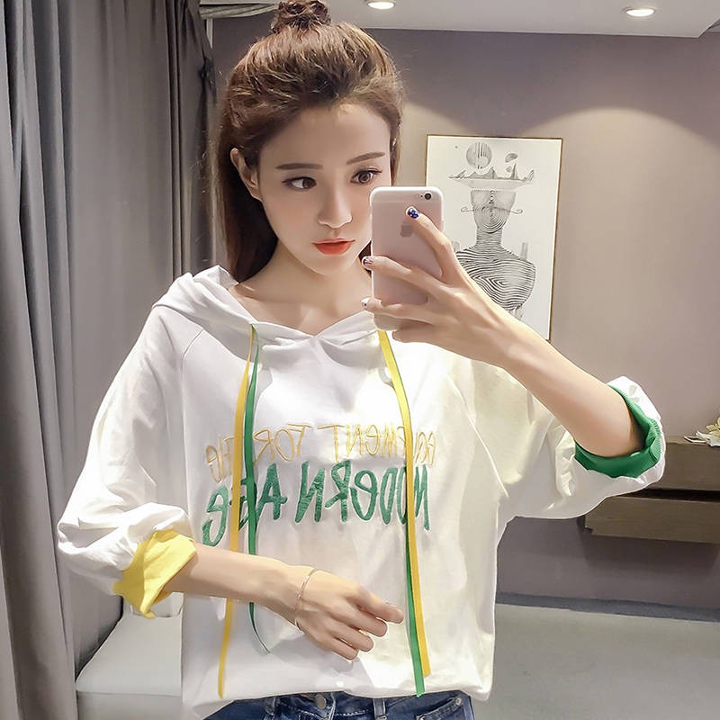 ♣♣ Áo Hoodie Thời Trang Mùa Thu Hàn Quốc 2019 ♣Áo Sweater Dáng Rộng In Chữ Cá Tính Trẻ Trung ♣Áo Thun Tay Ngắn In Hình Độc Đáo Phong Cách Harajuku