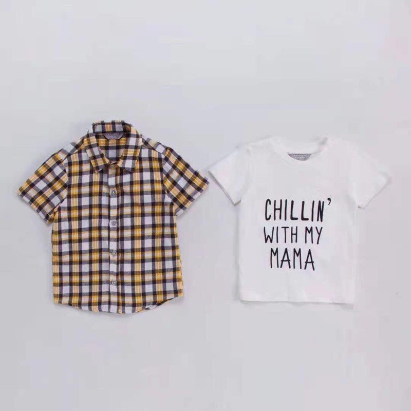 Sét 2ct áo phông kèm sơ mi Primark