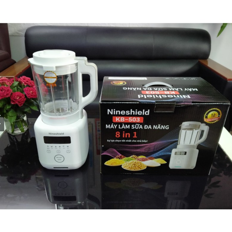 Máy làm sữa hạt đa năng NineShield KB-503 sữa đậu nành xay sinh tô nấu cháo 800W mạnh mẽ dễ vệ sinh màu trắng BH 12