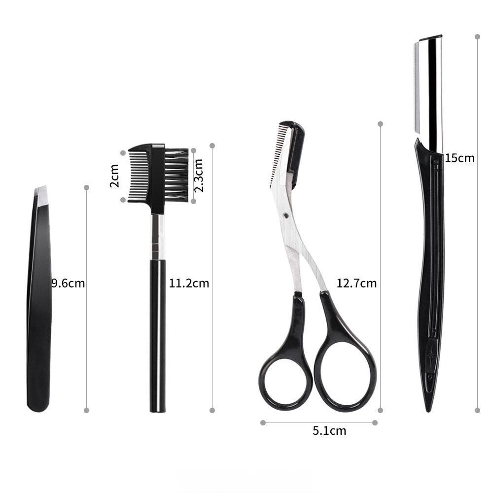Bộ 4 Dụng Cụ Cạo Tỉa Lông Mày Chuyên Nghiệp Kèm Lược Chải