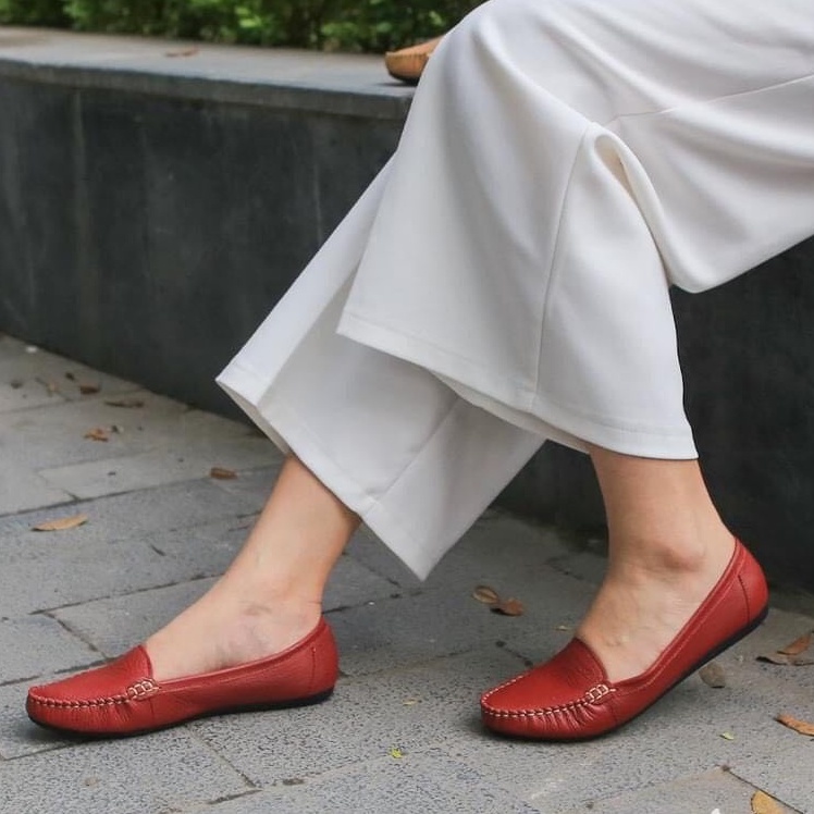 Giầy bệt nữ da bò mềm Lunashoes 1062 giầy búp bê đế bằng mũi tròn cao cấp nhiều màu (BH 24TH) cho mẹ