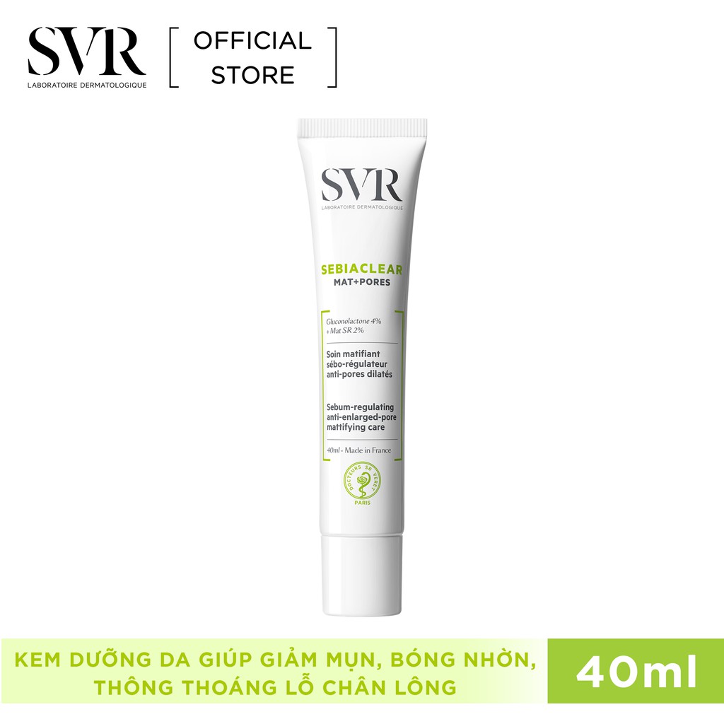 Kem dưỡng da làm giảm mụn SVR SEBIACLEAR Mat + Pores 40ml