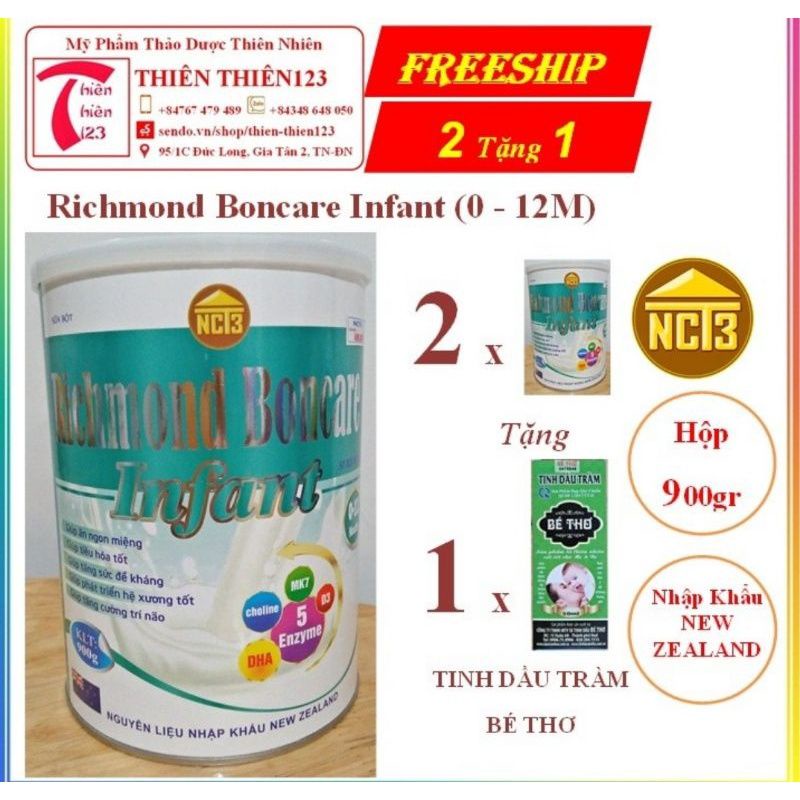 Sữa RICHMOND BONCE INFAFT cho trẻ 0_12thang tuổi hộp 900gram . tăng cân phát triển chiều cao cân xi nct3