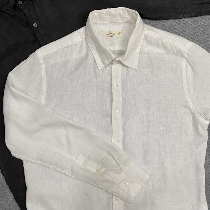 Áo Sơmi Nam Linen Tay Dài Nam Cổ Thường