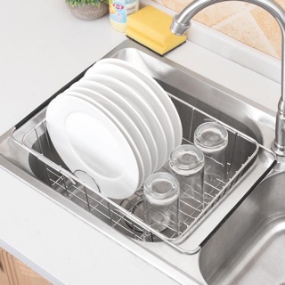 Hàng TQ Rổ kệ đa năng co giãn, Kệ Úp Chén Ráo Nước Đa Năng inox 304 size to nhất Rổ úp bát úp cốc trên chậu rửa