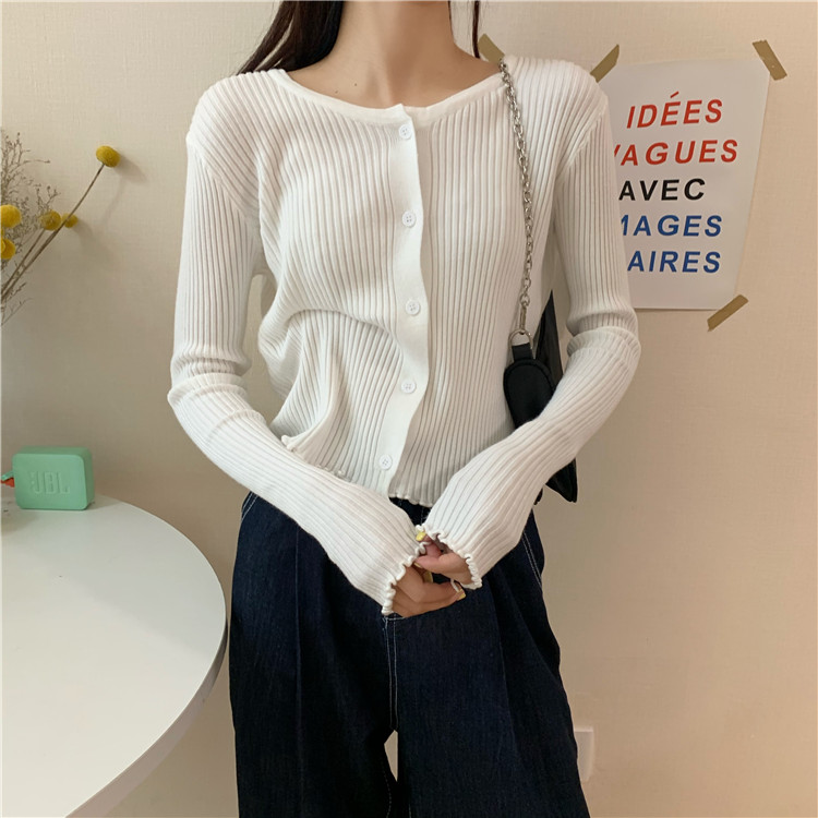 Áo Cardigan Dệt Kim Tay Dài Màu Trơn Dáng Rộng Thời Trang Hàn Dành Cho Nữ