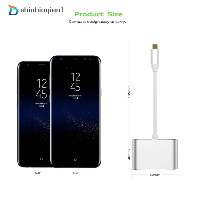 Bộ chuyển đổi USB 3.1 Type-C sang HDMI VGA 2 trong 1 độ phân giải 4K cho màn hình