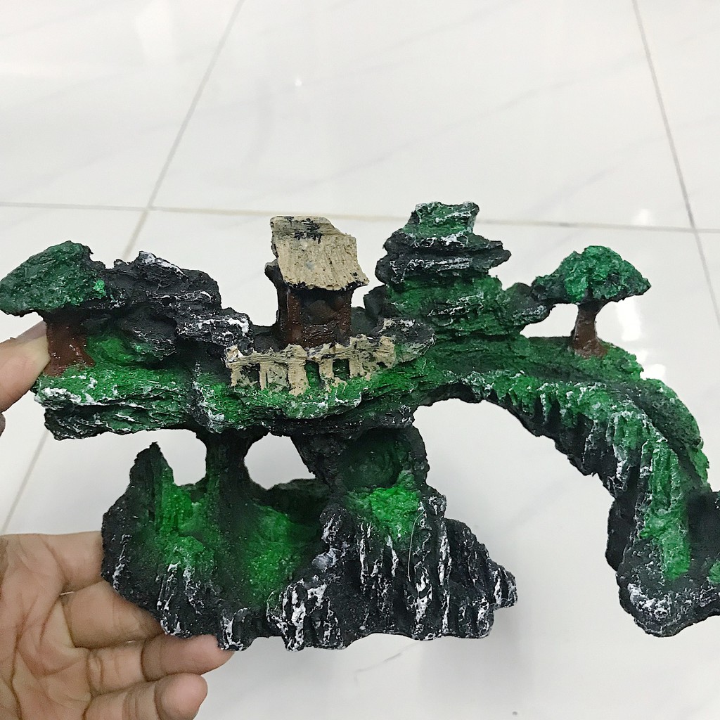 CẢNH NÚI TRANG TRÍ HỒ CÁ NON BỘ DÀI 23CM RỘNG 11CM CAO 14CM