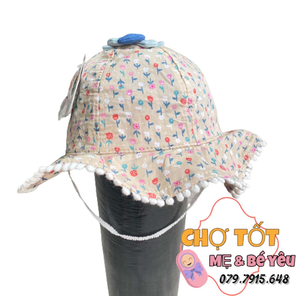 Nón vành bé gái hoa vintage vải siêu mềm xinh yêu cho bé gái 12-24 tháng