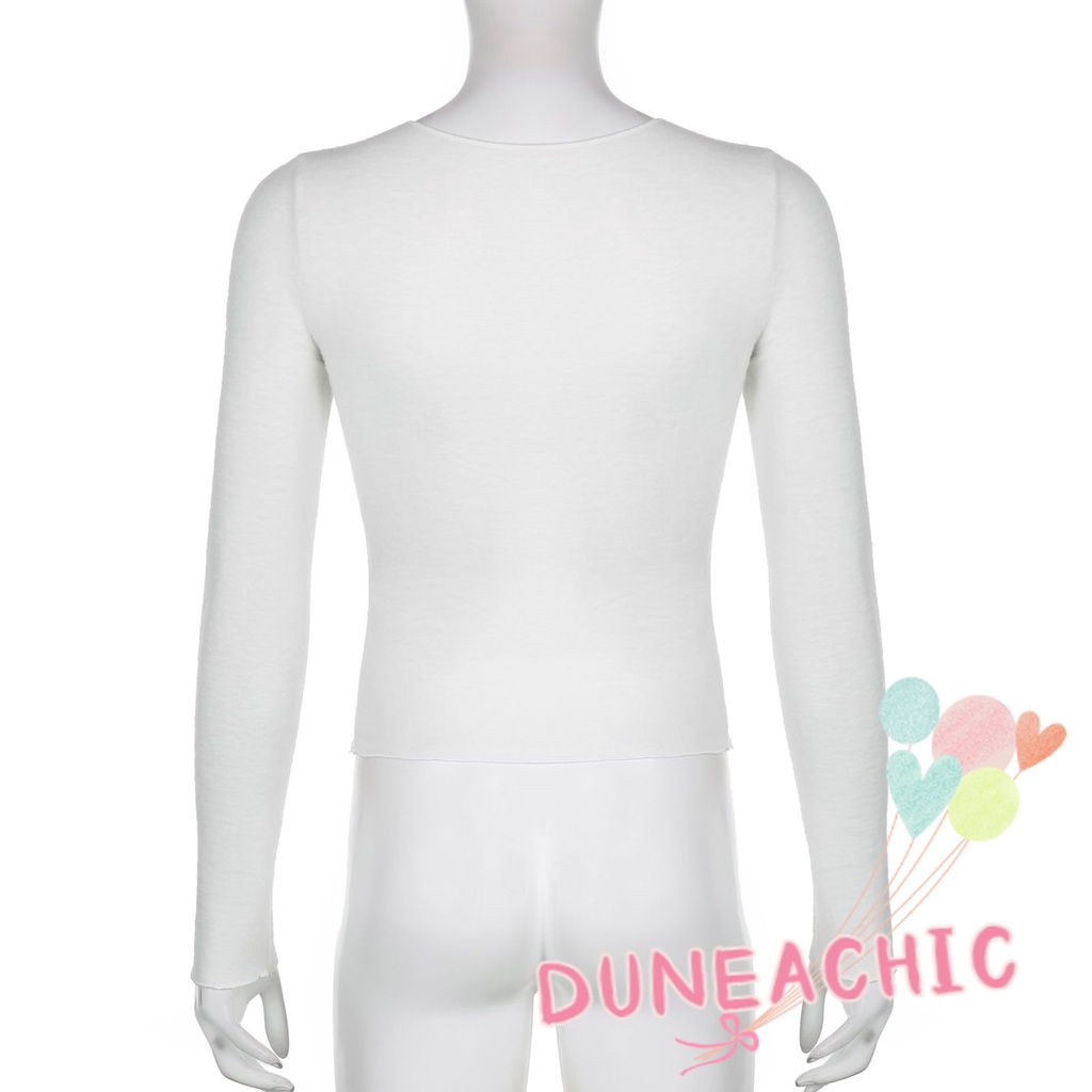 DUNEA Áo thun dài tay thiết kế giản dị thời trang dành cho nữ