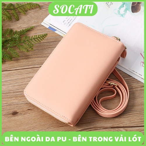 Túi đựng điện thoại, túi đeo chéo mini dành cho nữ đựng phụ kiện bằng da PU SOCATI 02 03