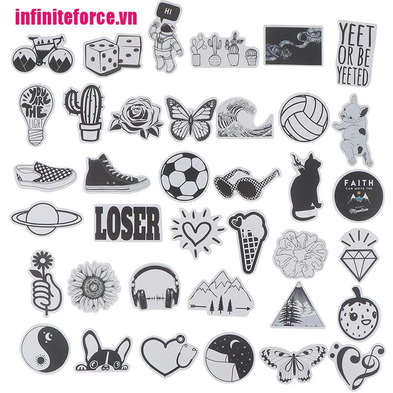 Set 50 Phụ Kiện Trang Trí Đa Năng Màu Trắng Đen Xinh Xắn