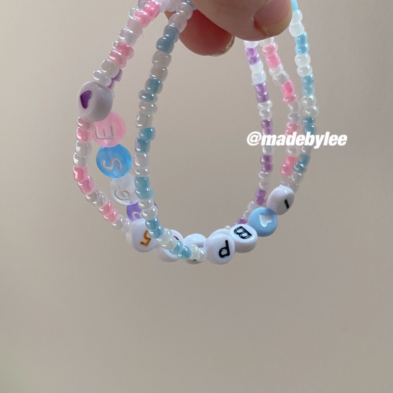 Vòng tay Hạt Cườmg Chữ Làm theo yêu cầu Vòng tay handmade nhiều màu MADEBYLEE