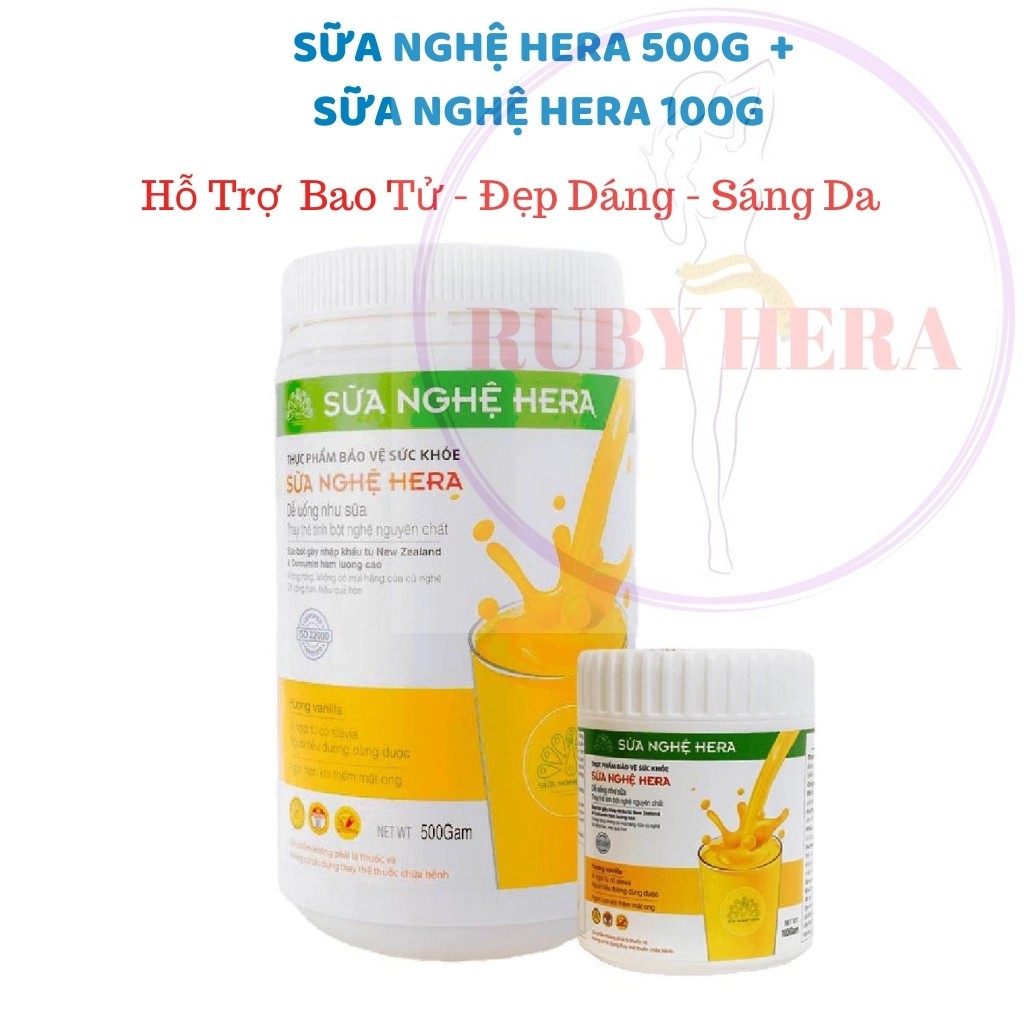 Sữa Nghệ HERA N03 Đẹp Dáng -  Đẹp Da - Hỗ Trợ Đau Dạ Dày - Tốt Cho Mẹ Sau Sinh (HỘP 500GR + HỘP 100GR)