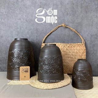 Trọn bộ Lọ hoa chuông gốm Bát Tràng cắm hoa Tết đào, tuyết mai, mận.