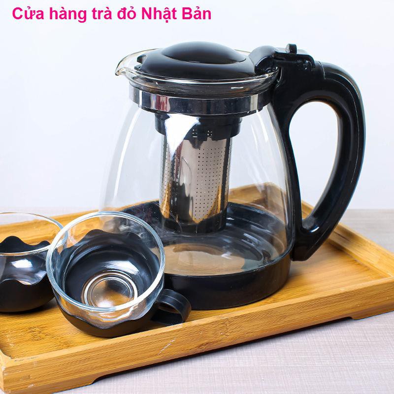 Bộ ấm trà thủy tinh chống cháy 2000ml 1000ml đun nước1