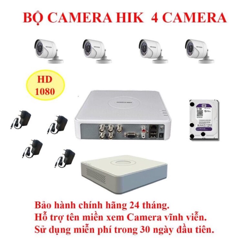 Bộ 4 Camera HIKVISION 2MP.