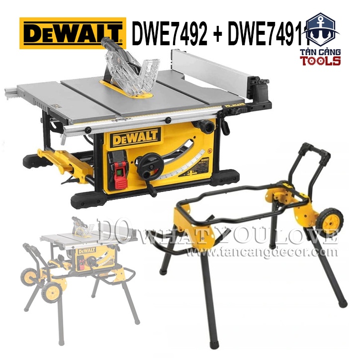 Combo Máy Cưa Bàn Và Chân Đế Di Động DeWalt DWE7492 Bản Đầy Đủ + DWE74911
