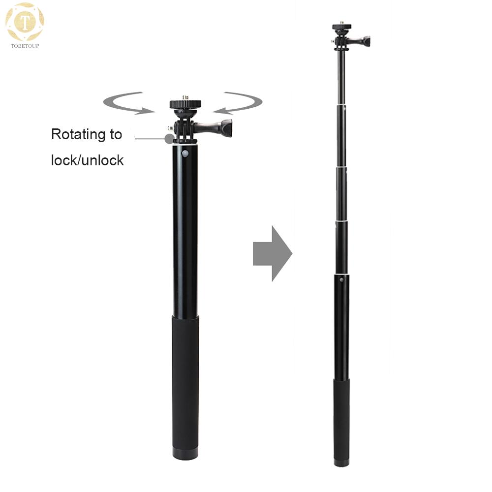 Shipped within 12 hours】 Sports Camera Selfie Stick Vlog Bracket Aluminum Alloy Max.150cm Extendable Length with 1/4 Inch Screw for Action Cameras Digital Cameras Smartphones Selfie Stick [TO]