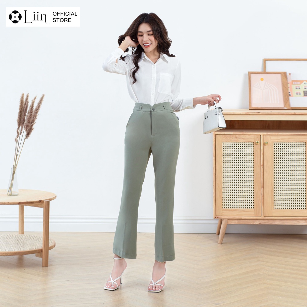 Quần suông nữ Linbi màu xanh ngọc, dáng công sở thanh lịch, hiện đại Liin cloithing Q3428