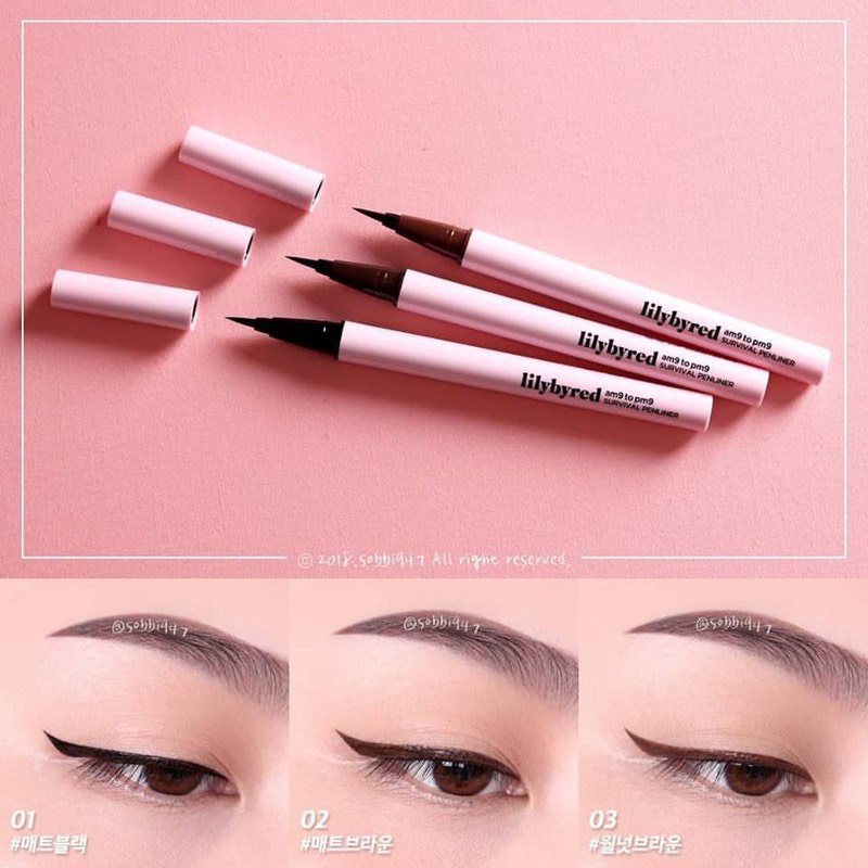 Bút dạ kẻ mắt nước siêu mảnh Eyeliner Lilybyred am9 to pm9 Survival PenLiner
