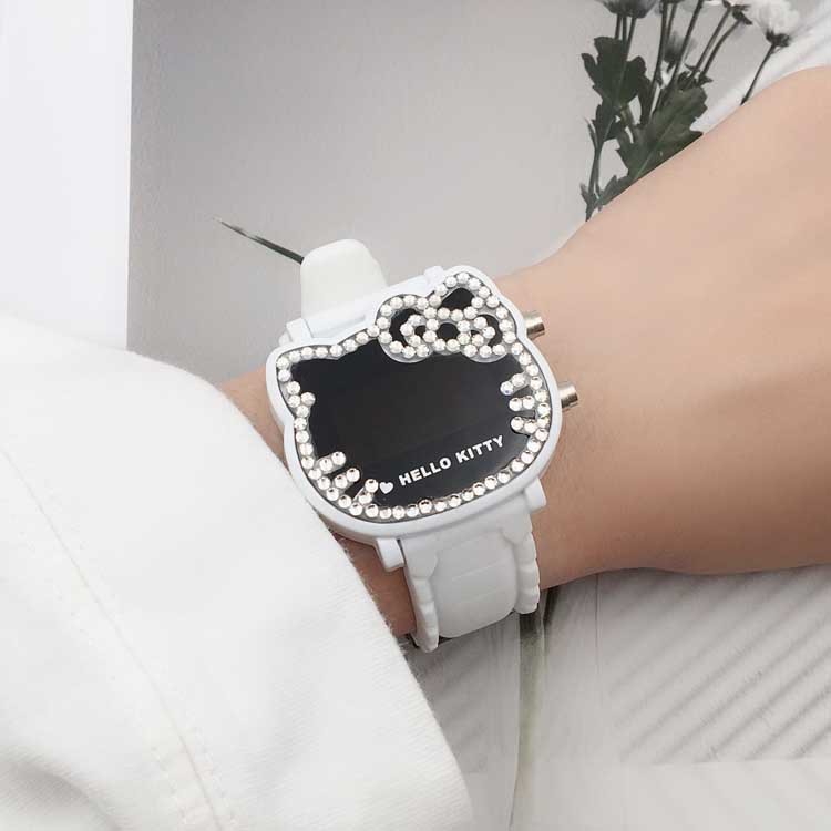 Student watch Korean girl cartoon Hello Kitty LED watch digital display electronic watch for primary and secondary school students