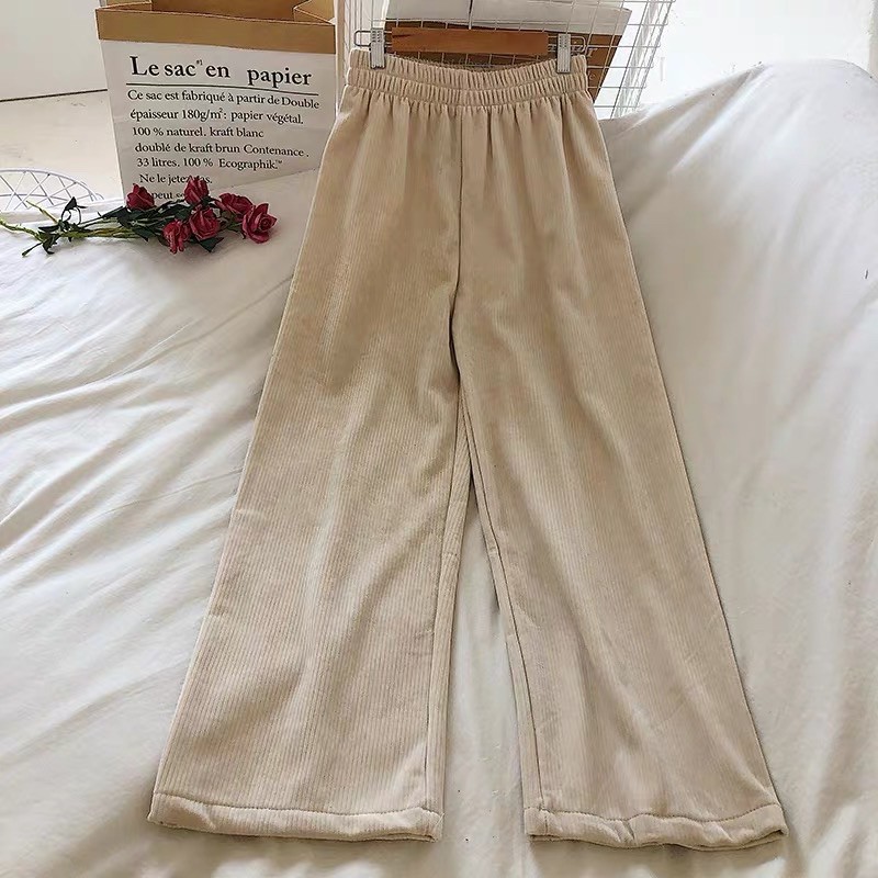 Quần Nhung Ống Rộng Culottes Ulzzang Cạp Chun Nữ[Thùy Linh Shop]