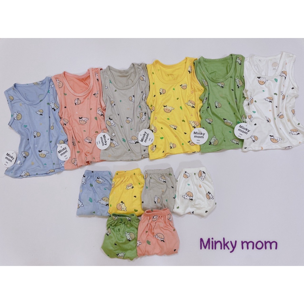 Bộ Ba Lỗ Bé Trai, Bé Gái Minky Mom Vải Thun Lạnh Hoạ Tiết Bò Sữa, Set 3 Lỗ Mặc Hè Cho Bé - AN.KID