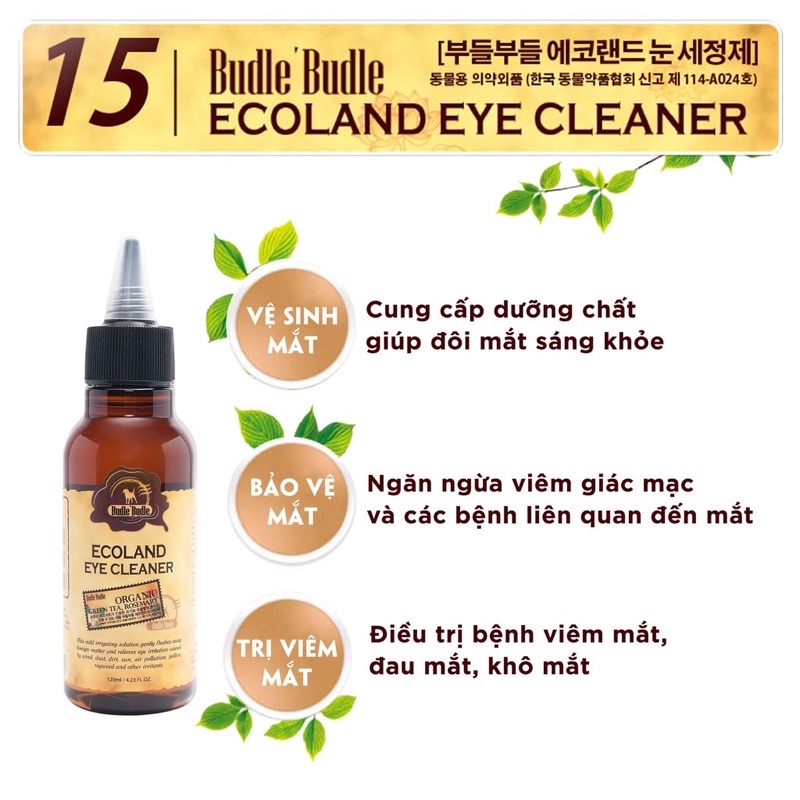 [ 120ml ] Trọn bộ Nhỏ mắt - Vệ sinh tai - Vệ sinh mắt - Xịt miệng cho cún Budle’Budle