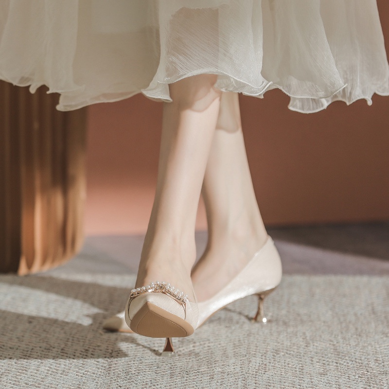 Giày Cao Gót 5cm7cm Mũi Nhọn Thiết Kế Mới Quyến Rũ Thời Trang