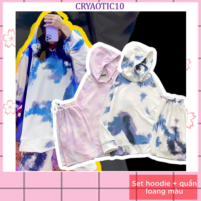 Set bộ hoodie loang màu Tie Dye cực chất unisex