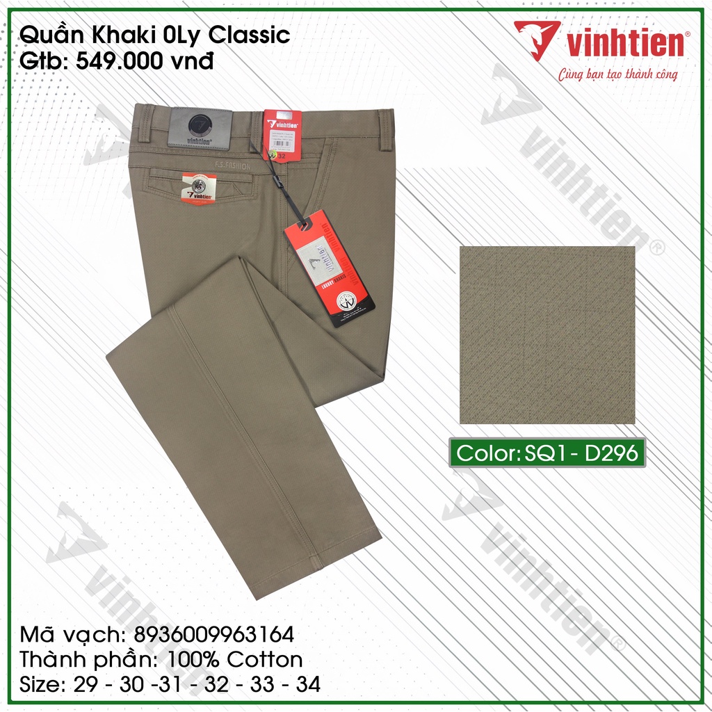 Quần Kaki Trung Niên 0ly Classic Vải Cotton Vĩnh Tiến 549