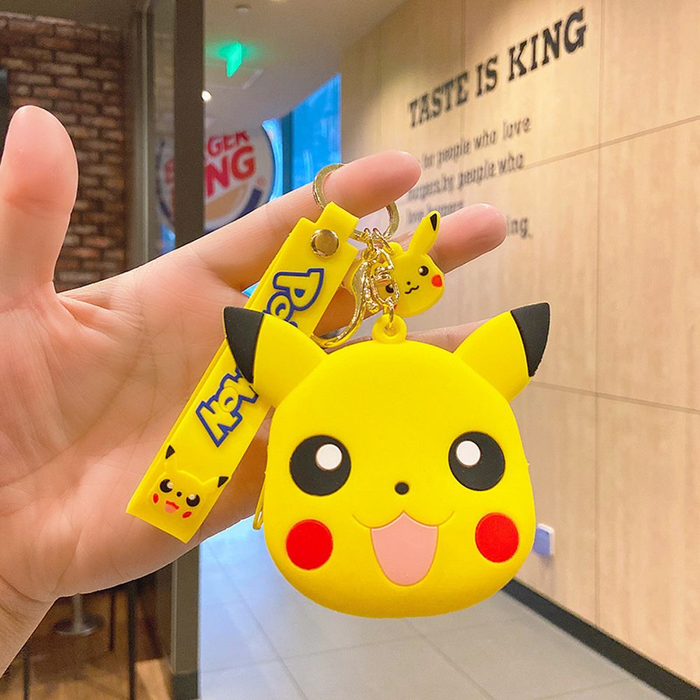 Túi đựng tiền xu bằng silicon có khóa kéo họa tiết pikachu/ mickey/ sao biển/ doraemon/ stitch dễ thương