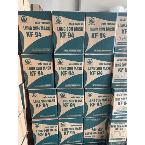Set 50 Chiếc Khẩu Trang 4D KF94 Long Sơn Chống Bụi Mịn Và Kháng Khuẩn Hàng Cao Cấp