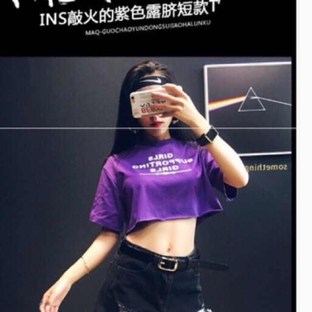 Áo croptop form rộng in chữ H4