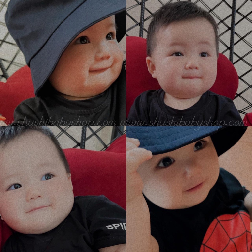 set bé trai spiderman 3 món màu đen đỏ siêu dễ thương Shushibaby