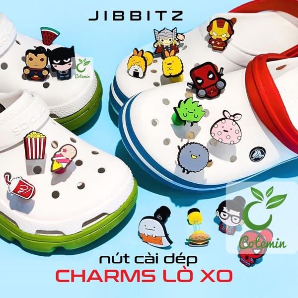 Nút cài dép Sticker Jibbitz Charm 3D LÒ XO cho sục bít đầu Crocs Duet Crocband Baya Bayaband