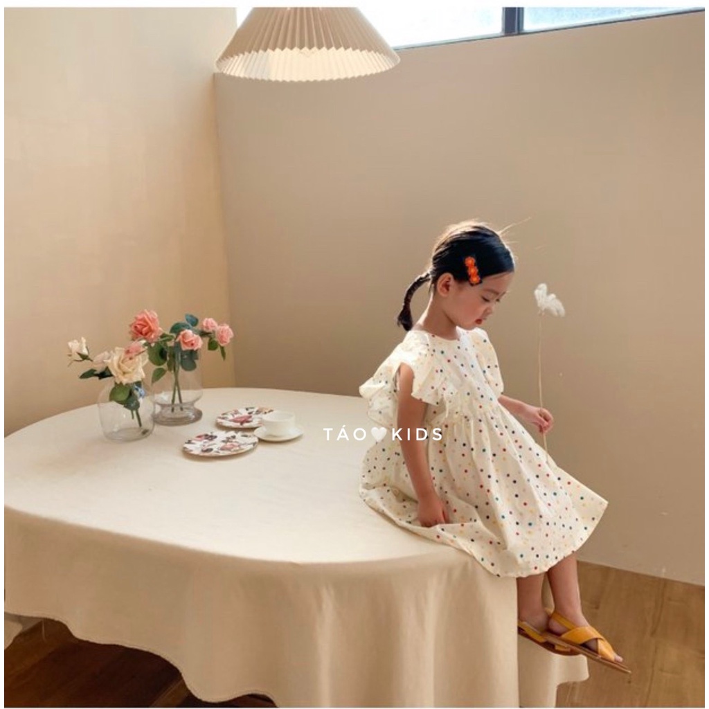 Váy, Đầm chấm bi bé gái thiết kế đơn giản sang chảnh