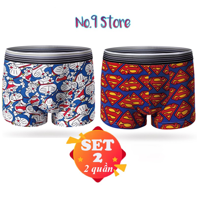 Combo 2 quần lót nam quần sịp hoạt hình sịp doremon, siêu nhân, superman
