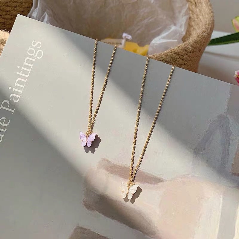 Vòng cổ Mặt Hình Bướm Màu Vàng Phong Cách Hàn Quốc Thời Trang Cho Nữ