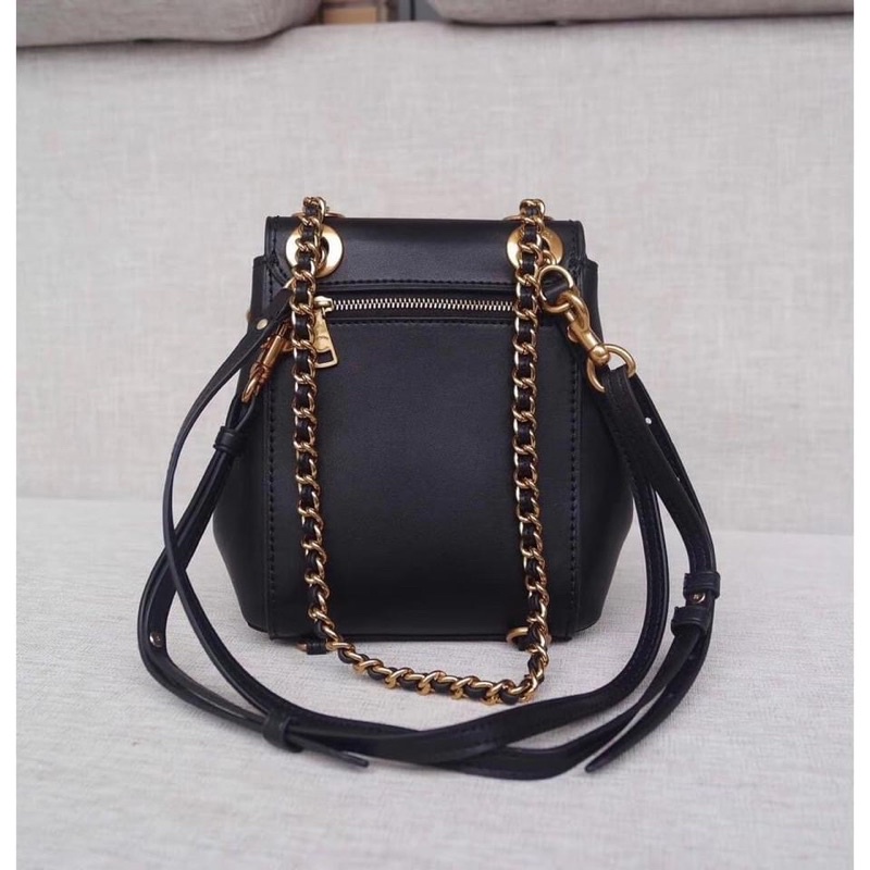 TNS - Balo mini 2 kiểu siêu trendy Parker convertible backpack-chất da cao cấp-tone màu đen classic da trơn