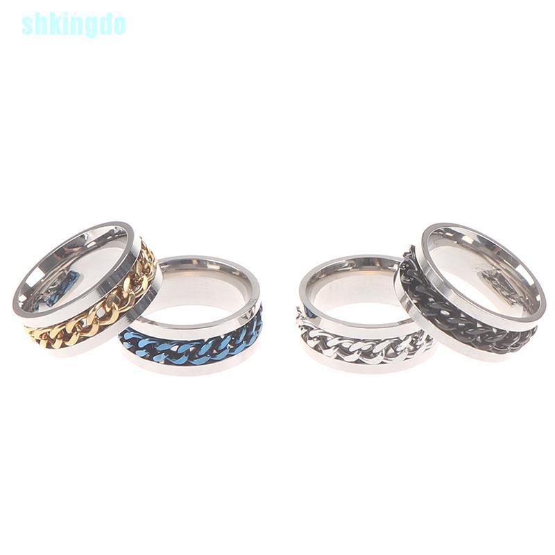 Nhẫn Mở Nắp Chai Bằng Thép Titan Dạng Dây Xích Xoay Unisex