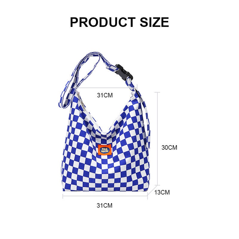 Túi xách YADOU vải canvas cỡ lớn kẻ sọc ca rô dễ thương cho nữ